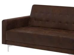 Left Hand Modular Faux Leather Sofa With Ottoman Brown Aberdeen