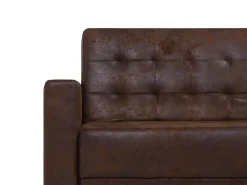 Left Hand Modular Faux Leather Sofa With Ottoman Brown Aberdeen