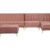Left Hand Modular Velvet Sofa With Ottoman Pink Aberdeen