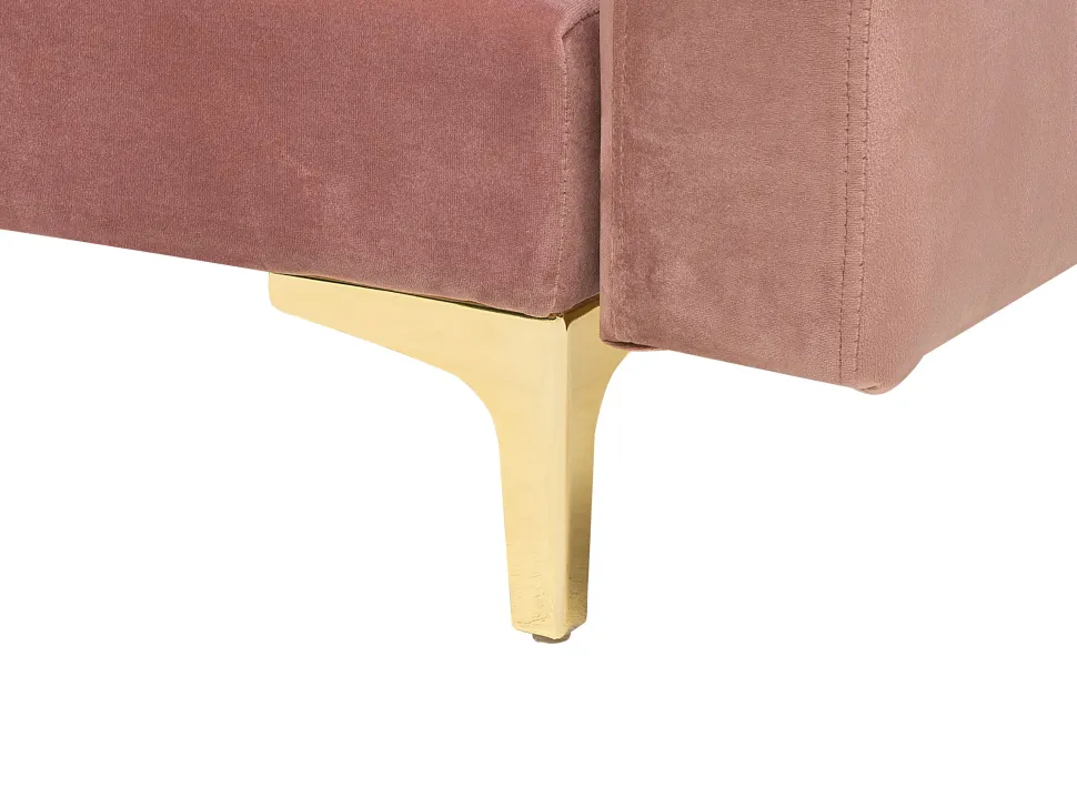 Left Hand Modular Velvet Sofa With Ottoman Pink Aberdeen