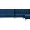 Left Hand Modular Velvet Sofa Navy Blue Aberdeen