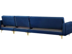 Left Hand Modular Velvet Sofa Navy Blue Aberdeen