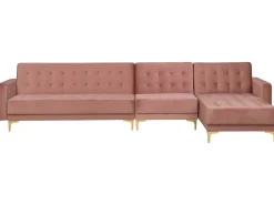 Left Hand Modular Velvet Sofa Pink Aberdeen