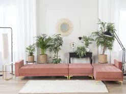 Left Hand Modular Velvet Sofa Pink Aberdeen