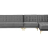 Left Hand Modular Velvet Sofa Grey Aberdeen