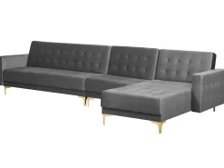 Left Hand Modular Velvet Sofa Grey Aberdeen