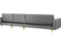 Left Hand Modular Velvet Sofa Grey Aberdeen