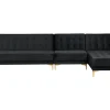 Left Hand Modular Velvet Sofa Black Aberdeen