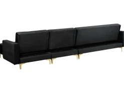 Left Hand Modular Velvet Sofa Black Aberdeen