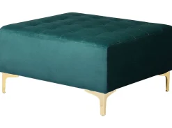 Left Hand Modular Velvet Sofa With Ottoman Teal Aberdeen