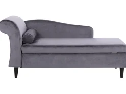 Left Hand Velvet Chaise Lounge Dark Grey Luiro