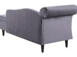 Left Hand Velvet Chaise Lounge Dark Grey Luiro