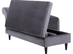Left Hand Velvet Chaise Lounge Dark Grey Luiro