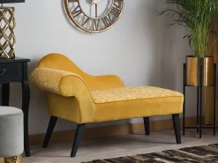 Left Hand Velvet Chaise Lounge Yellow Biarritz