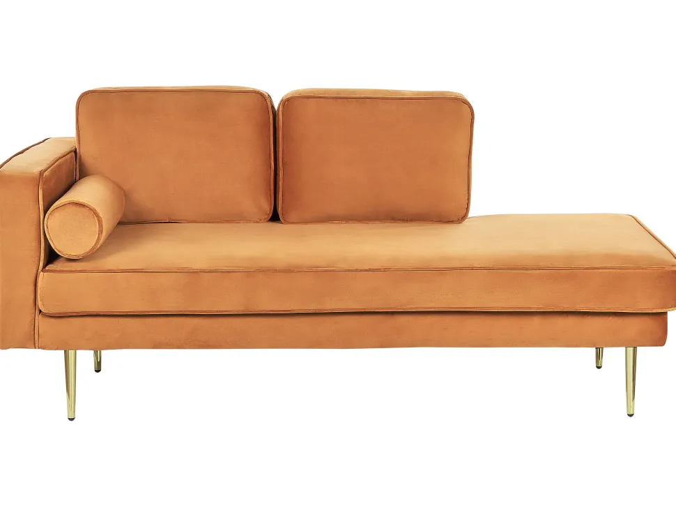 Left Hand Velvet Chaise Lounge Orange Miramas