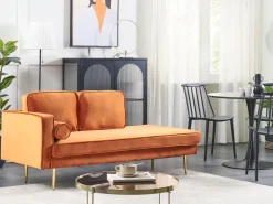 Left Hand Velvet Chaise Lounge Orange Miramas