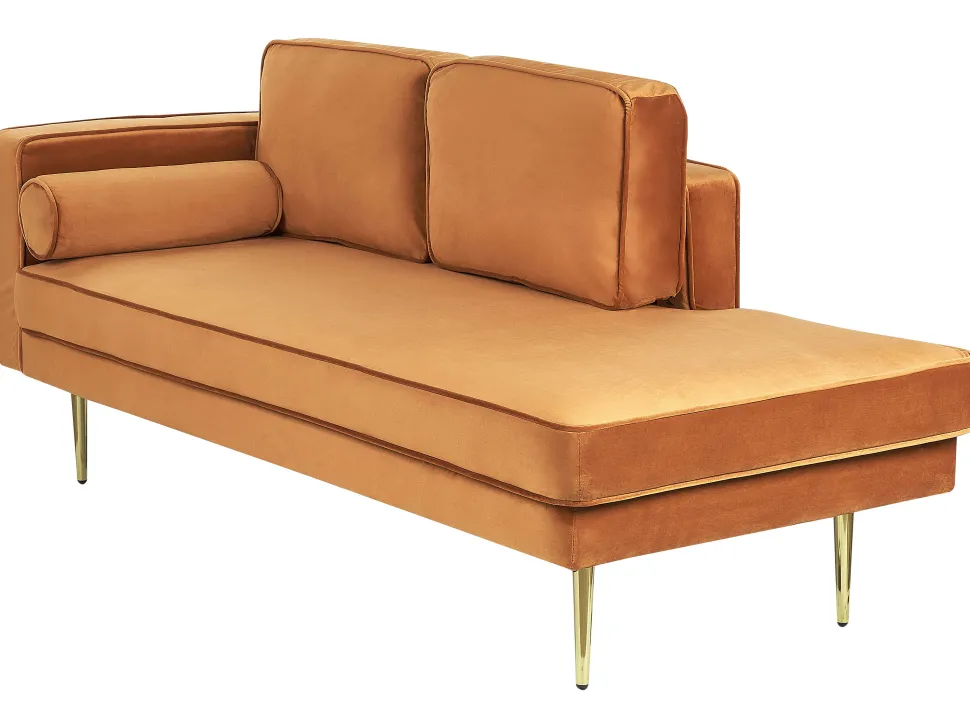 Left Hand Velvet Chaise Lounge Orange Miramas