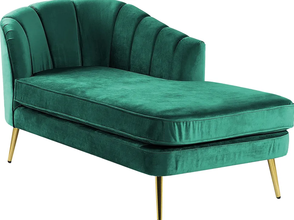 Left Hand Velvet Chaise Lounge Emerald Green Allier