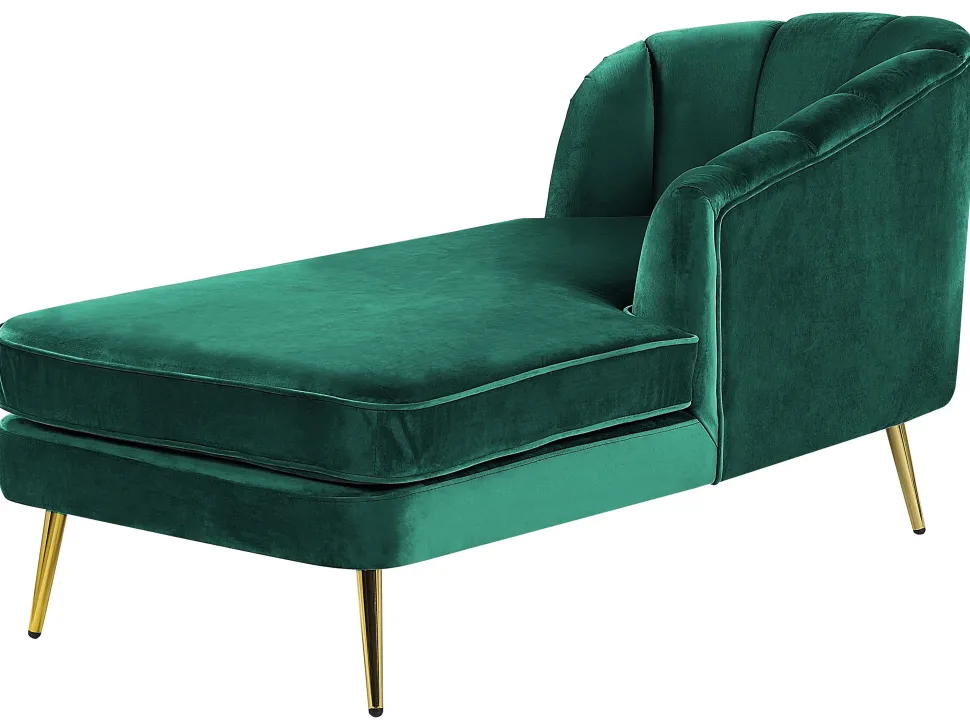 Left Hand Velvet Chaise Lounge Emerald Green Allier