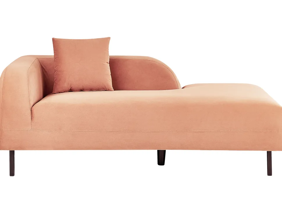 Left Hand Velvet Chaise Lounge Peach Pink Le Crau
