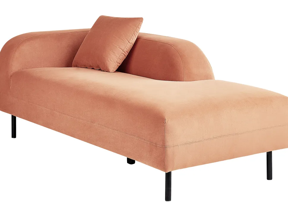 Left Hand Velvet Chaise Lounge Peach Pink Le Crau