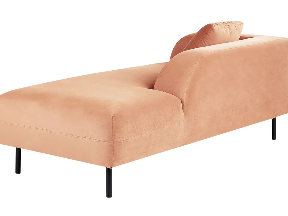 Left Hand Velvet Chaise Lounge Peach Pink Le Crau