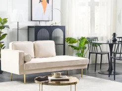 Left Hand Velvet Chaise Lounge Beige Miramas