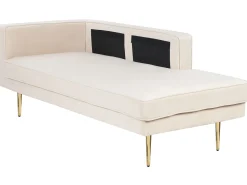 Left Hand Velvet Chaise Lounge Beige Miramas