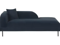 Left Hand Velvet Chaise Lounge Dark Blue Le Crau