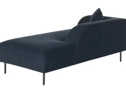 Left Hand Velvet Chaise Lounge Dark Blue Le Crau