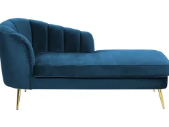 Left Hand Velvet Chaise Lounge Navy Blue Allier