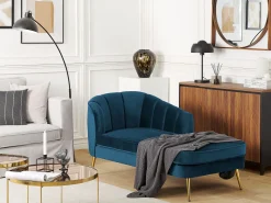 Left Hand Velvet Chaise Lounge Navy Blue Allier