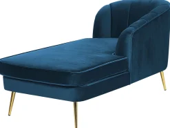 Left Hand Velvet Chaise Lounge Navy Blue Allier