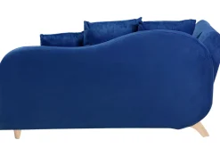 Left Hand Velvet Chaise Lounge With Storage Blue Meri
