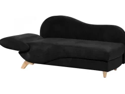 Left Hand Velvet Chaise Lounge With Storage Black Meri