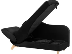 Left Hand Velvet Chaise Lounge With Storage Black Meri