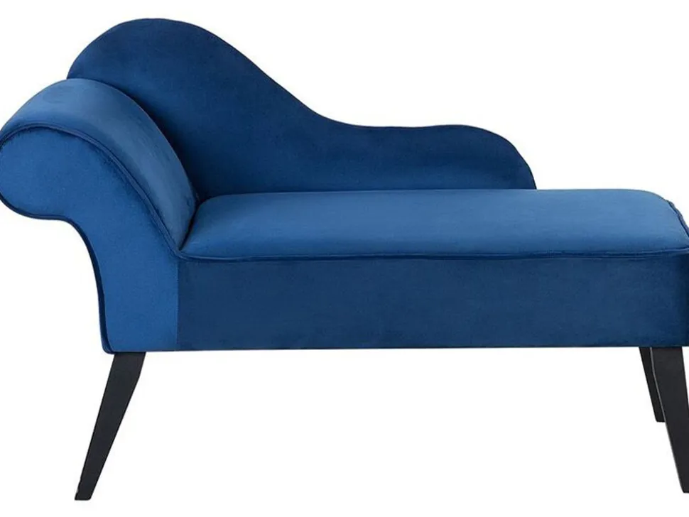 Left Hand Velvet Chaise Lounge Cobalt Blue Biarritz