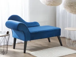 Left Hand Velvet Chaise Lounge Cobalt Blue Biarritz