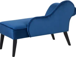 Left Hand Velvet Chaise Lounge Cobalt Blue Biarritz
