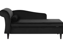 Left Hand Velvet Chaise Lounge Black Luiro