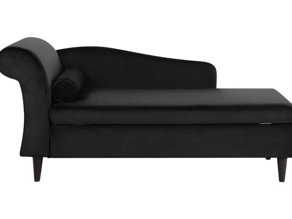 Left Hand Velvet Chaise Lounge Black Luiro
