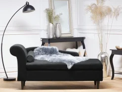 Left Hand Velvet Chaise Lounge Black Luiro