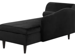 Left Hand Velvet Chaise Lounge Black Luiro