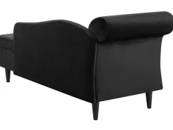 Left Hand Velvet Chaise Lounge Black Luiro