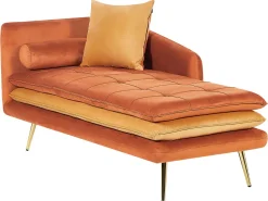 Left Hand Velvet Chaise Lounge Orange Gonesse
