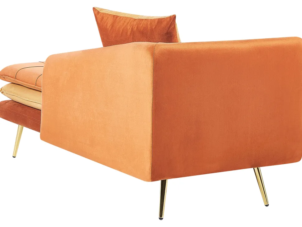 Left Hand Velvet Chaise Lounge Orange Gonesse