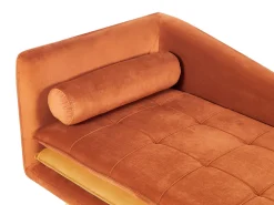 Left Hand Velvet Chaise Lounge Orange Gonesse