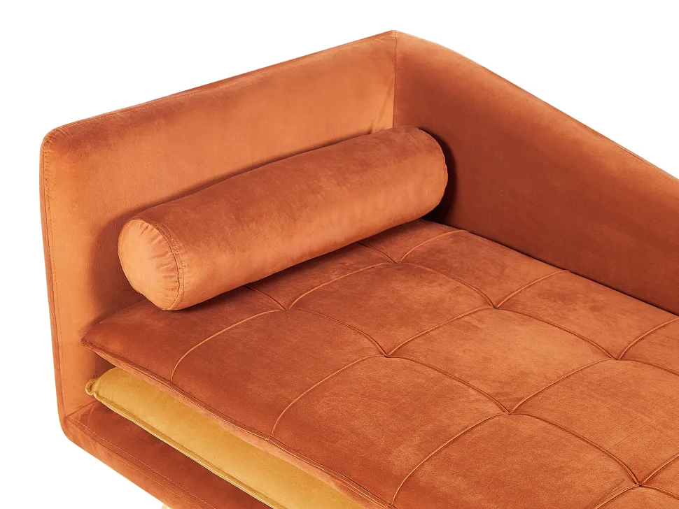 Left Hand Velvet Chaise Lounge Orange Gonesse