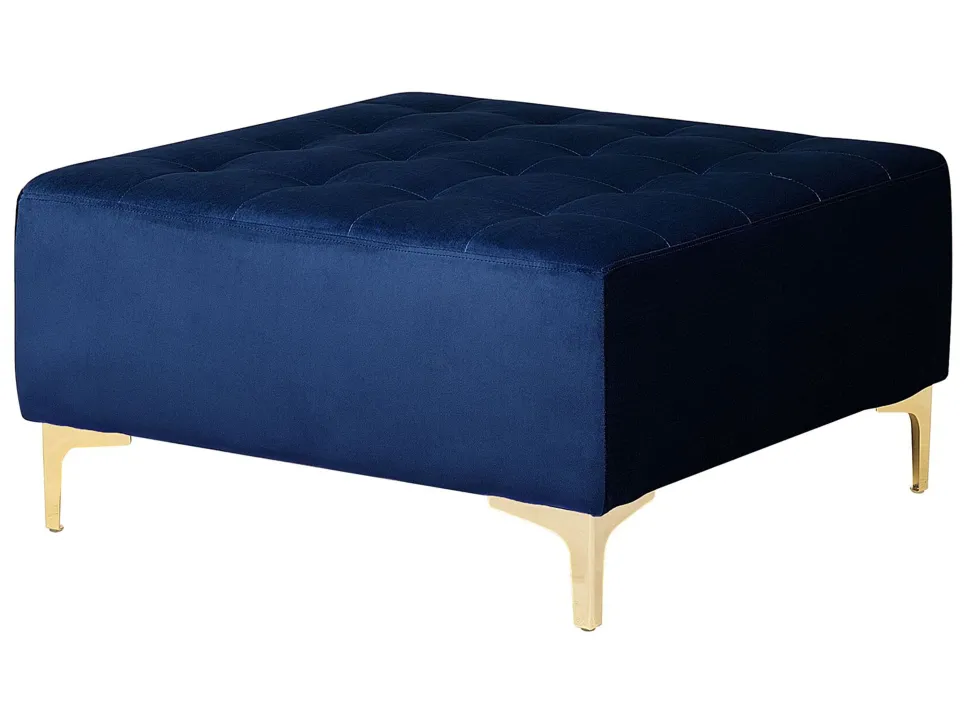 Left Hand Velvet Corner Sofa With Ottoman Navy Blue Aberdeen