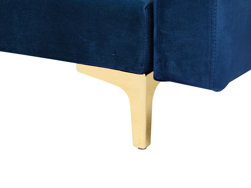 Left Hand Velvet Corner Sofa With Ottoman Navy Blue Aberdeen